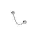 Boucles d'oreille en argent rhodi&eacute; cha&icirc;nette oxyde blanc 4mm serti clos et boule 5mm (2 trous)