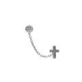 Boucles d'oreille sur Artemare : Boucles d'oreille en argent rhodi&eacute; cha&icirc;nette oxyde blanc 4mm sertis et croix lisse (2 trous)