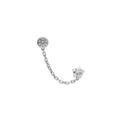 Boucles d'oreille en argent rhodi&eacute; cha&icirc;nette oxyde blanc serti clos 4mm et etoile avec oxyde blanc serti