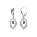 Boucles d'oreille sur Artemare : Boucles d'oreille en argent rhodi&eacute; navette et oxyde bleu fonc&eacute; pendant, fermoir dormeuse
