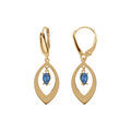 Boucles d'oreille sur Artemare : Boucles d'oreille en argent dor&eacute; navette et oxyde bleu fonc&eacute; pendant, fermoir dormeuse