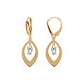 Boucles d'oreille sur Artemare : Boucles d'oreille en argent dor&eacute; navette et oxyde blanc pendant, fermoir dormeuse