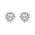 Boucles d'oreille tige en argent rhodi&eacute; forme coeur oxydes blancs Artemare