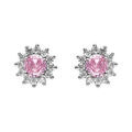 Boucles d'oreille sur Artemare : Boucles d'oreille tige en argent rhodi&eacute; oxyde rose et contour oxydes blancs