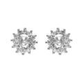Boucles d'oreille tige, en argent rhodi&eacute; oxydes blancs