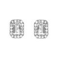 Boucles d'oreille tige en argent rhodi&eacute; forme rectangulaire oxydes blancs