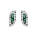 Boucles d'oreille sur Artemare : Boucles d'oreille tige en argent rhodi&eacute; forme navette oxyde centrale vert et contour oxydes blancs sertis