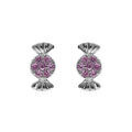 Boucles d'oreille sur Artemare : Boucles d'oreille tige en argent rhodi&eacute; forme bonbon avec oxydes roses et blancs sertis