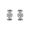 Boucles d'oreille tige en argent rhodi&eacute; forme bonbon avec oxydes blancs sertis