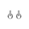 Boucles d'oreille sur Artemare : Boucles d'oreille tige en argent rhodi&eacute; barrette avec oxydes blancs et oval lisse