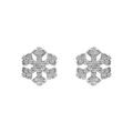 Boucles d'oreille tige en argent rhodi&eacute; flocon de neige oxydes blancs sertis