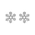 Boucles d'oreille tige en argent rhodi&eacute; flocon de neige orn&eacute; d'oxydes blancs sertis diam&egrave;tre 1cm