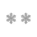 Boucles d'oreille tige en argent rhodi&eacute; flocon de neige d'oxydes blancs sertis 0.8mm