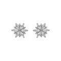 Boucles d'oreille tige en argent rhodi&eacute; fleur oxydes blancs sertis