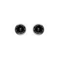 Boucles d'oreille tige en argent rhodi&eacute; ronde 4mm serti clos oxyde noir