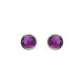 Boucles d'oreille tige en argent rhodi&eacute; ronde 4mm serti clos oxyde violet Artemare
