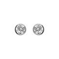 Boucles d'oreille tige en argent rhodi&eacute; ronde 4mm serti clos oxyde blanc fonc&eacute; Artemare
