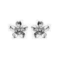 Boucles d'oreille tige en argent rhodi&eacute; fleur et oxydes blancs sertis Artemare