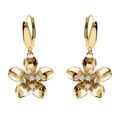 Boucles d'oreille sur Artemare : Boucles d'oreille tige en argent dor&eacute; fleur avec oxydes blancs sertis, fermoir dormeuse