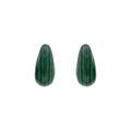 Boucles d'oreille sur Artemare : Boucles d'oreille tige en argent rhodi&eacute; goutte en verre vert malachite imitation