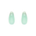 Boucles d'oreille tige en argent dor&eacute; goutte en verre vert d'eau