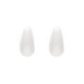 Boucles d'oreille tige en argent rhodi&eacute; goutte en verre blanc Artemare