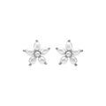 Boucles d'oreille tige en argent rhodi&eacute; fleur perles blanches imitation