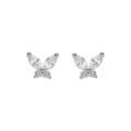 Boucles d'oreille tige, en argent rhodi&eacute; papillon oxydes blancs sertis