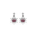 Boucles d'oreille tige en argent rhodi&eacute; fleur oxyde rose et contour oxydes blancs Artemare