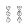 Boucles d'oreille sur Artemare : Boucles d'oreille tige en argent rhodi&eacute; pendante 3 coeurs oxydes blancs