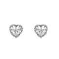 Boucles d'oreille sur Artemare : Boucles d'oreille tige, en argent rhodi&eacute;, discr&egrave;tes et d&eacute;licates 3 coeurs d'oxydes blancs