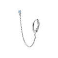 Boucles d'oreille sur Artemare : Boucles d'oreille tige en argent rhodi&eacute; oxyde bleu serti griffe avec cha&icirc;nette et cr&eacute;ole sur lobe (2 trous)