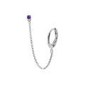 Boucles d'oreille sur Artemare : Boucles d'oreille tige en argent rhodi&eacute; un oxyde violet serti cha&icirc;nette et cr&eacute;ole sur lobe (2 trous)
