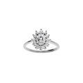 Bague en argent rhodi&eacute; pierre centrale blanche (11 mm x 9 mm) et contour pierres blanches