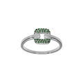 Bague en argent rhodi&eacute;, carr&eacute; oxydes verts sertis Artemare