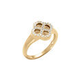 Bague en argent dor&eacute; tr&egrave;fle sur fond diamant&eacute; contour oxydes blancs Artemare