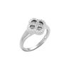 Bague en argent rhodi&eacute; tr&egrave;fle sur fond diamant&eacute;, contour d'oxydes blancs
