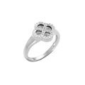Bague en argent rhodi&eacute; tr&egrave;fle sur fond diamant&eacute;, contour d'oxydes blancs Artemare