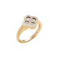 Bague en argent dor&eacute; tr&egrave;fle nacre blanche v&eacute;ritable, contour en oxydes blancs Artemare