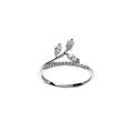 Bague en argent rhodi&eacute; rail d'oxydes blancs sertis et trois navettes d'oxydes blancs Artemare