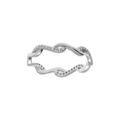 Bague en argent rhodi&eacute; crois&eacute;e avec vague d'oxydes blancs sertis Artemare