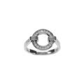 Bague en argent rhodi&eacute;, cercle &eacute;vid&eacute; oxydes blancs sertis Artemare