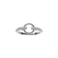 Bague en argent rhodi&eacute;, cercle lisse &eacute;vid&eacute; oxydes blancs sertis Artemare