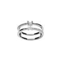 Bague en argent rhodi&eacute; double rang&eacute;e et rectangle 4X3mm avec des oxydes blancs sertis
