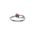 Bague en argent rhodi&eacute; avec solitaire d'oxyde rose et oxydes blancs sertis
