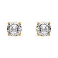 Boucles d'oreille tige en acier dor&eacute; jaune oxyde 5mm blanc fermoir &agrave; vis et caoutchouc Artemare