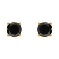 Boucles d'oreille tige en acier dor&eacute; jaune oxyde 5mm noir fermoir &agrave; vis et caoutchouc Artemare