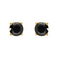 Boucles d'oreille tige en acier dor&eacute; jaune oxyde 6mm noir fermoir &agrave; vis et caoutchouc
