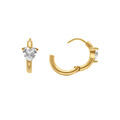 Boucles d'oreille sur Artemare : Cr&eacute;oles en acier dor&eacute; jaune 11mm articul&eacute;e motif coeur en oxyde blanc