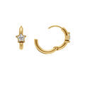 Boucles d'oreille sur Artemare : Cr&eacute;oles en acier dor&eacute; jaune 11mm articul&eacute;e motif etoile oxyde blanc